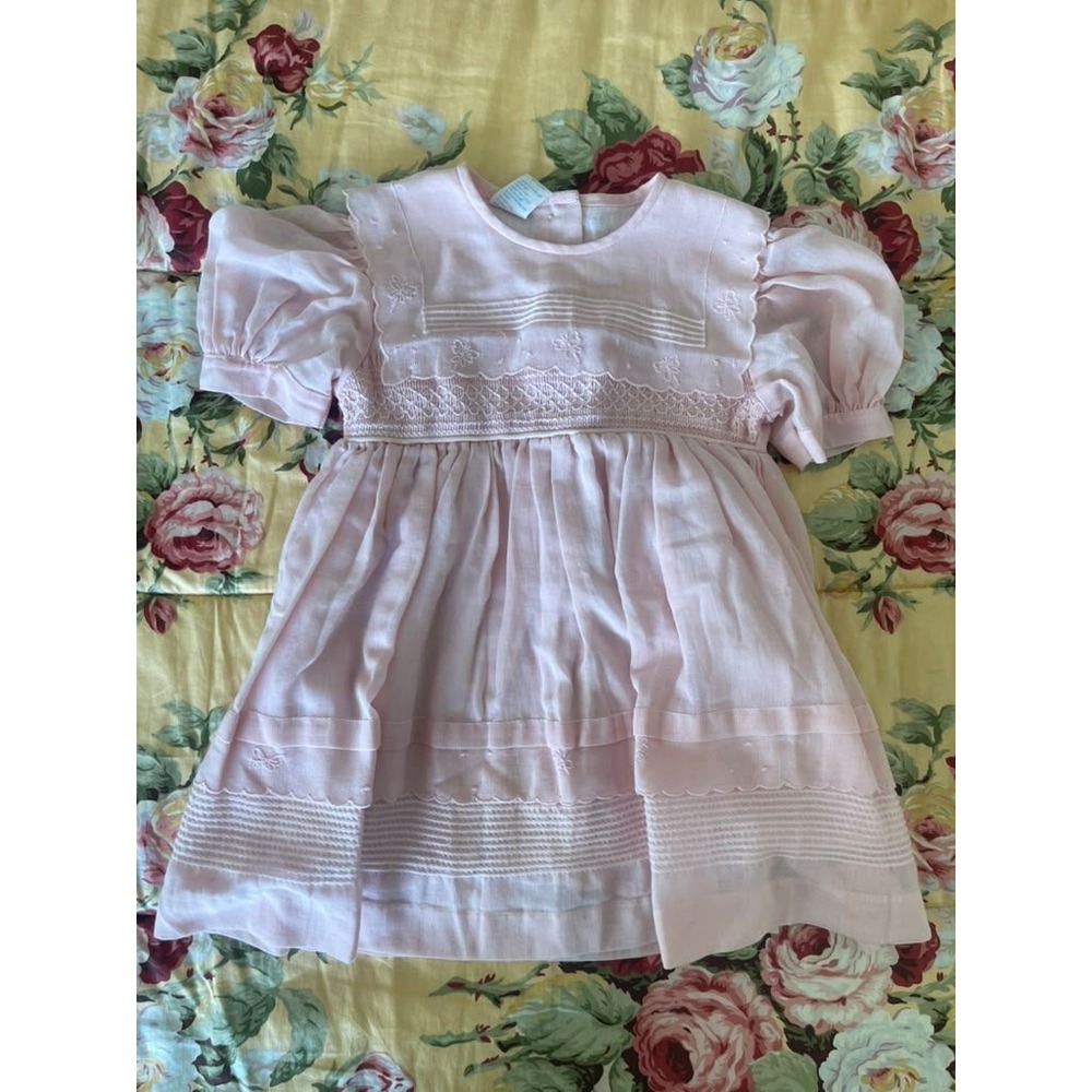 Karen Vintage Pink Smocked Embroidered Heirloom Dress 2 Coquette Cottagecore